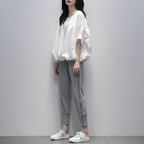 Girls Cute White Puff Sleeve White Shirt Female 2021 Summer Korean Round Neck Ins Loose Wild Simple Fashion Bottoming Shirt