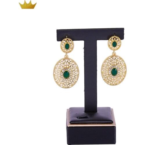 2020 AUG Gold color earringcolor stone fashion jewelry alloy earring