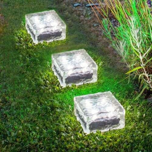 LED Solar Powered Ice Cube Brick Light Crystal Brick Floor Ground Lamp Outdoor Pathway Patio Garden Lawn Decoration