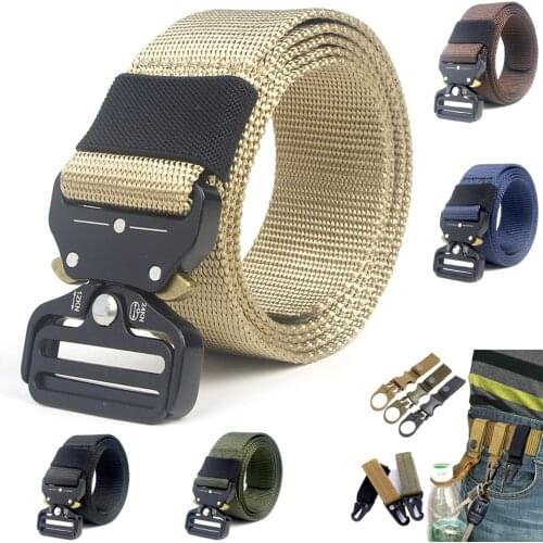 Tactical Belt Military Equipment Nylon Belt Outdoor Training Belt Quality Strap Knock Off Automatic Metal Buckle Combat Belt