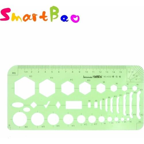 Bolts & Nuts Drawing Template Ruler Screw Drafting Template Stencil Plantillas Regla, Metric, NO.4332