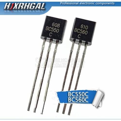 50PCS BC550C + BC560C each 25pcs BC550 BC560 TO92 Transistor DIP-3 45V 0.1A TO-92 New Original HJXRHGAL