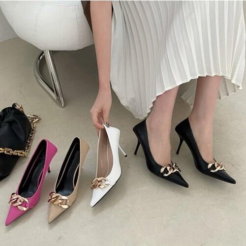2021 Elegant Women Prom Stiletto 8cm High Heels Pumps Scarpins Office Ladies White Green Black Heels Designer Dress Party Shoes