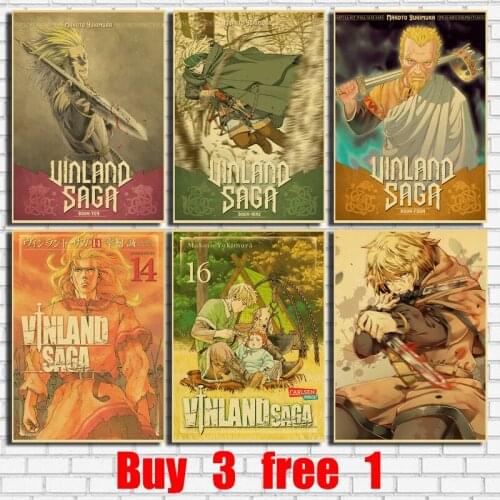 Vinland Saga Anime Vintage Kraft Paper Poster Bar Office Cafe Home Art Wall Stickers