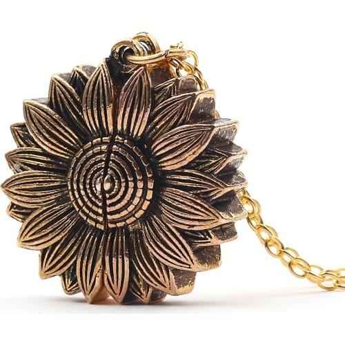 You are my sunshine Necklace Open Locket Sunflower Pendant letter Necklaces for Birthday Gift Jewelry
