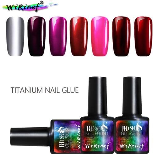 WiRinef Red Series Shiny Mirror Metal Titanium Red Gel Varnish Glitter Nail Gel Polish UV Nail Gel Polish Lacquer