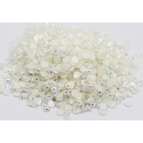 Jelly Crystal White AB Color Sunflower 4mm,5mm,6mm Facets FlatBack Resin Rhinestone Nail Art Garment Decoration Stones/Beads