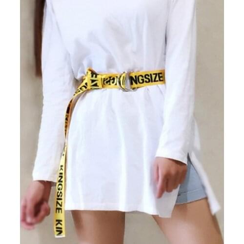 Women Nylon Canvas Belts Letter Printed Ladies Long Waist Strap Jeans Trouser Student Female Waistband Punk Harajuku