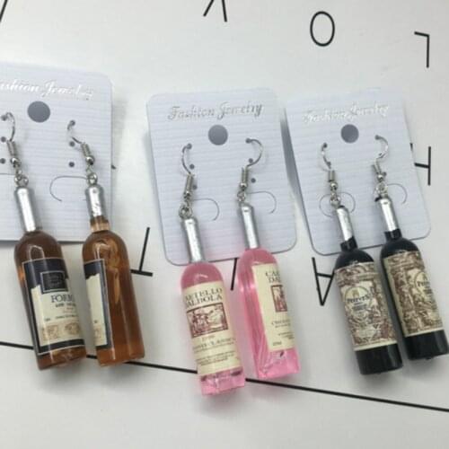 2021 New Fashion Cute Fun Resin Fake Glass Beer Earrings For Women Jewelry Bijoux Brincos Bottle Shaped Drop Earring