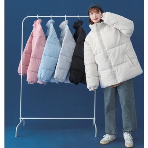 2021 Winter Women Oversized Parkas Coat Fashion Couple Solid Thick Warm padded Coat Casual Winter Boys Outwear Jacket Parkas