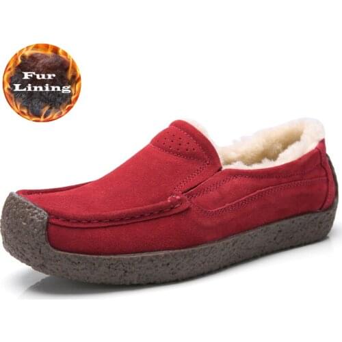 2020 Winter Boots Women Flats Leather Suede Slip on Loafers Shoes Ladies Ballet Flats Shoes Female Boat Oxford Shoes Big Size 43