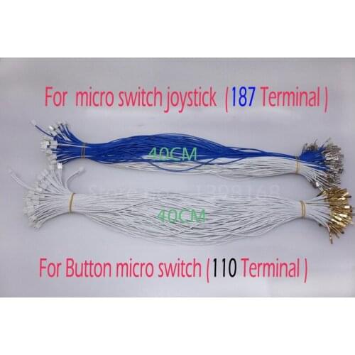 10PCS 40CM 187 & 110 terminal Arcade joystic buttons microswitch Harnessd.upon terminal rod button joystick line white wires