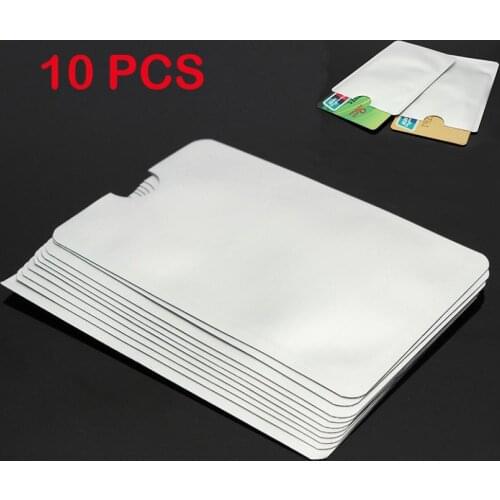 10 pcs Silver RFID Secure Protector Blocking Aluminum Foil Holder Portable ID Credit Card Sleeve Waterproof Cover