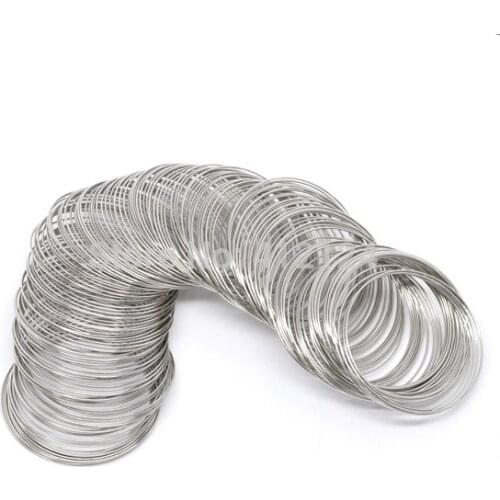 1000 Loops Silver Tone Memory Beading Steel Wire For Jewelry Making Findings 40mm Dia. 0.6mm Thick