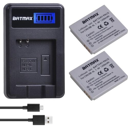 2Pcs 1200mAh NB-4L NB 4L NB4L Li-ion Batteries+LCD USB Charger for Canon IXUS 60 65 80 75 100 I20 110 115 120 130 IS 117 220 225
