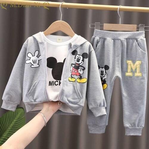3 Pieces of Disney Childrens Clothing Boys Suit Sweatshirt Jacket Pants Spring and Autumn Boys and Girls Zipper Jacket Shirts
