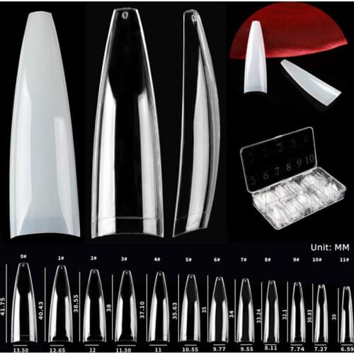 500pcs XXL Fake Nails Half Cover Long Flexible Taper Ballerina False Nail Tips Clear Ivory Salon Fingernail DIY