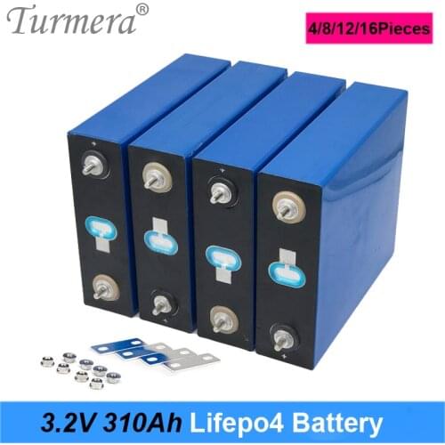 Turmera 3.2V 310Ah Lifepo4 Battery for 12V 24V Rechargeable Battery Pack for Electric Car RV Solar Energy Storage System No Tax