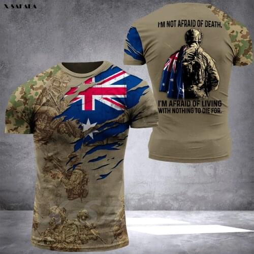 Australian Soldier Army Camo Skull World Country 3D Printed High Quality Milk Fiber T-shirt Round Neck Men Female Casual Tops