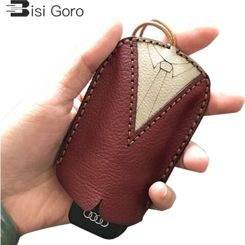 BISI GORO 100% Genuine Leather 2021 Fashion Car Key Wallets Creative Gift For Friend Housekeeper Holders Handmade Key Case Bag