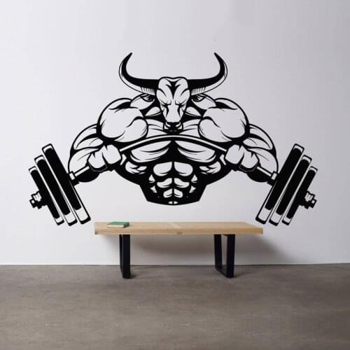Bull Crossfit Fitness Club vinyl sticker Gym Logo Sport Barbell Workout Motivation Muscle Training Mural Decal Art Decor A740