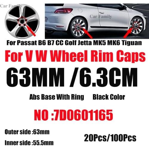 Car Wheel Center Hub Cap Auto Rims Cover 63mm 7D0601165 Emblem For Passat B6 B7 CC Golf MK5 MK6 Tiguan 20pcs 100pcs Logo
