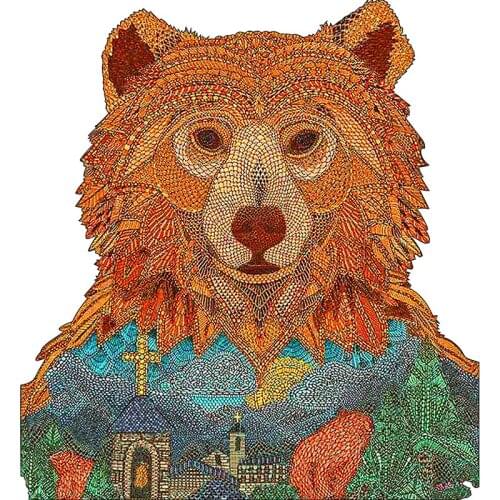 Coon Wooden Puzzle Funny Animal Pattern Puzzle Best Gift For Adult Kids Beat Stress Reliever DIY Educational Intelligence Toys