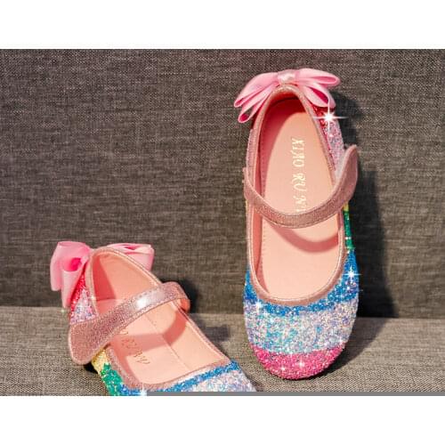 2021 Butterfly Children Princess Shoes Girls Bowtie Candy Color Hight Heels Slip on Party Dance Sandals For Baby Girls Kids