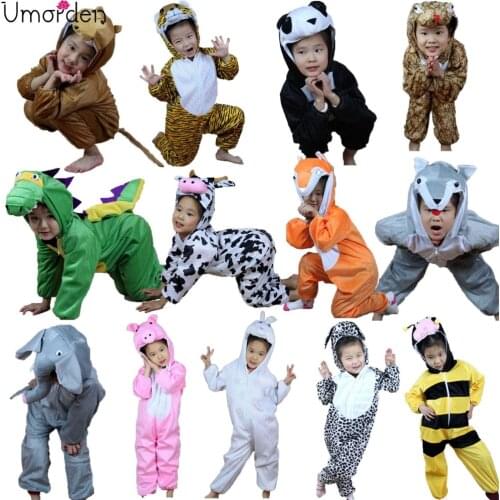 Umorden Children Kids Animal Costume Cosplay Dinosaur Tiger Elephant Halloween Animals Costumes Jumpsuit for Boy Girl