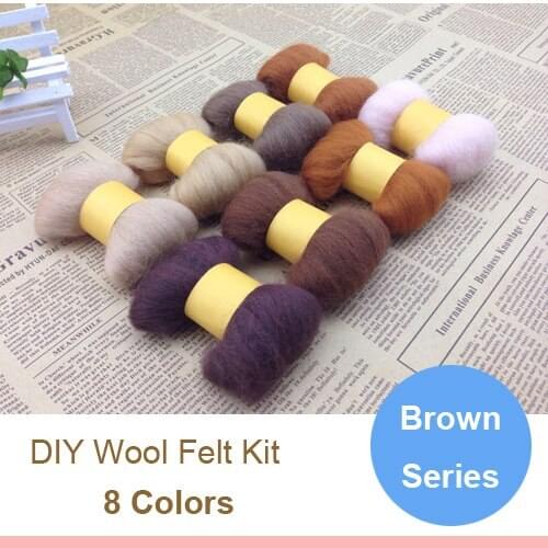 Diy handmade wool felt poke fun material kit wool strip classic Brown Series 5g/Colour 8colors