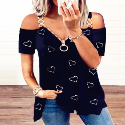 Women Tees Female 2021 Big Large Off Shoulder Summer Spring Zipper Boho Sexy Casual Tops Femme Full Sleeve T Shirts Plus Sizes
