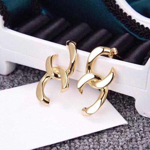Hot new big design pop gold jewelry cute stick earrings thick chain-shaped design geometric summer party banquet earrings women
