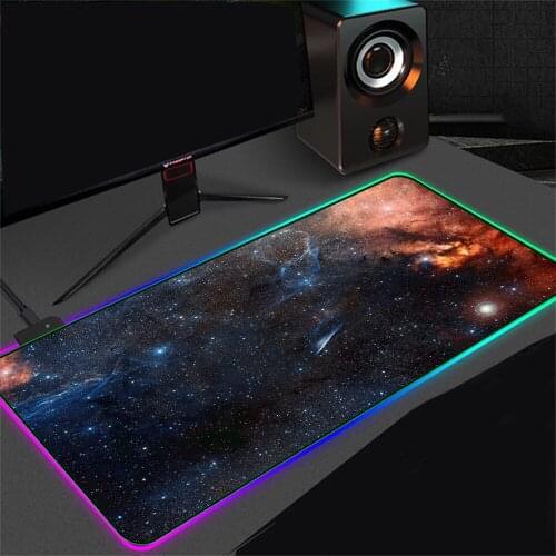 Gaming Mouse Pad RGB Starry Sky Universe LED Gaming Accessories Computer Keyboard Carpet Pad Computer Notebook Gaming Table Mat
