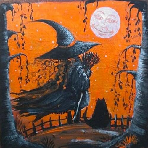 New Arrival Full Square Diamond Cross Stitch Witch Crystal Digital Diamond Painting Mosaic Decoration Handicraft Halloween Gift