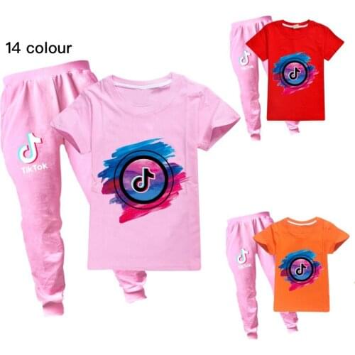 TIK TOK Boys Clothes Childrens Clothing Sets Summer Short Sleeve Shirt and Pants Baby pullover sport shirt Girl Suit