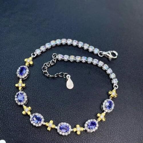 Best Gift Natural Real Fashion Natural and Real Tanzanite Bracelet 925 sterling silver Tanzanite Bracelet