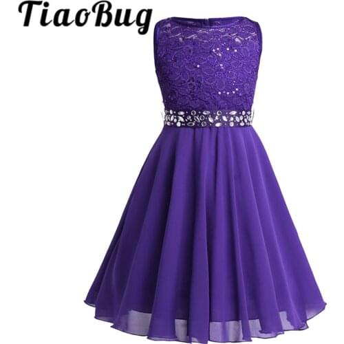 2020 Cute Flower Girl Dress Girls Lace Chiffon Sequined Sleeveless Elegant Pageant for Wedding Party Dresses with sash SZ 2-14