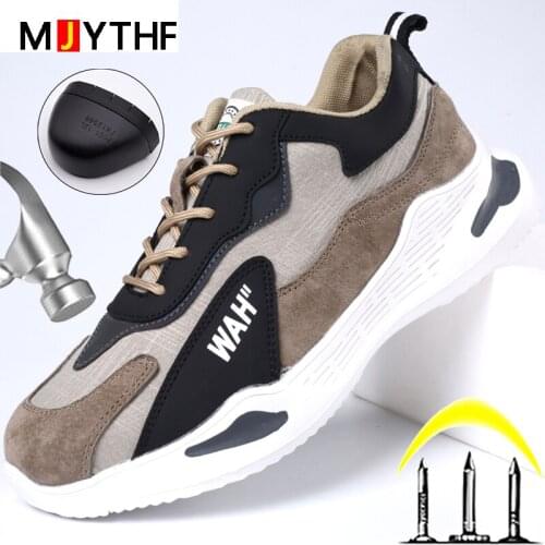 Fashion Men Safety Shoes Steel Toe Cap Work Sneakers Male Indestructible Work Shoes Boots Puncture-Proof Protective Shoes Men