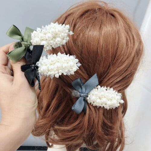 Fashion Pearl Hair Clip For Women Elegant Korean Snap Barrette Stick Hairpins Women Barrettes Headwear Hair Styling Accessories
