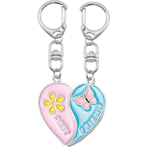 Fashion new product keychain best friend alloy heart-shaped stitching letter pendant men and women friendship jewelry gift