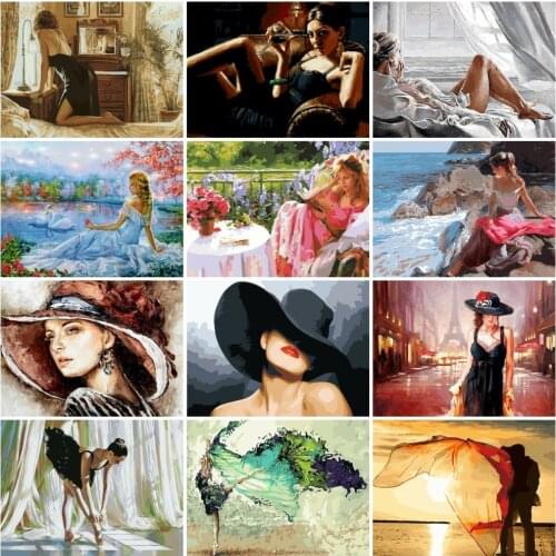 AZQSD Picture By Numbers Girl Unique Gift Acrylic Paint Diy Painting Art Painting By Numbers Portrait Hand Paind Kit Canvas