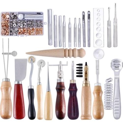 Leather Craft Tool Kit DIY Manual Art 2019NEW Hot Accessory Professional Thread Awl Waxed Thimble Hand Stitching Sewing Stamping