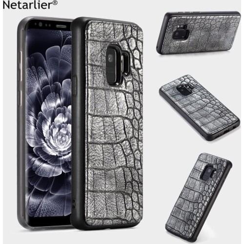 Netarlier vintage crocodile leather phone case for Samsung galaxy S9 PC+TPU material full protection random leather back cover