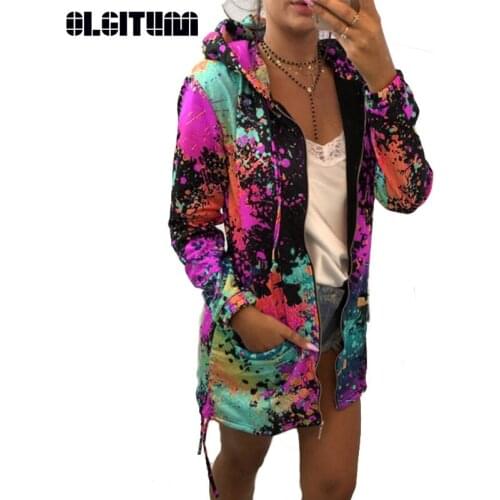 New 2020 Spring Long-Sleeved Printed Hooded Zipper Straight Street Cool Girl Models Fleece Jacket JK696