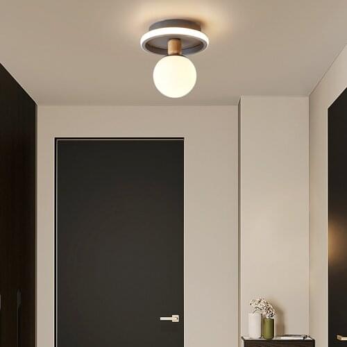 New Modern LED Aisle Ceiling Lights for Living Room Bedroom Study Background Wall Cloakroom Hallway Indoor Wooden Iron Lighting