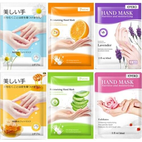 2Pairs Whitening Hand Mask Remove Dead Skin Hydrating Anti-wrinkle Anti-drying Hand Care Exfoliating Peeling Gloves Hand Cream