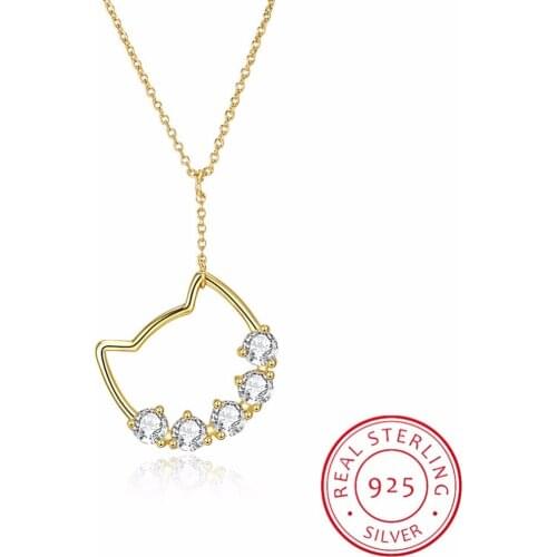 Lekani Crystals From Swarovski Animal Fine Jewelry Cute Cat Pendant Necklaces For Women Girls Gifts Luxury Real 925 Silver 2019
