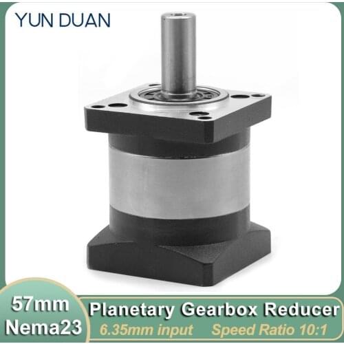 10:1 Speed Ratio 57 Nema 23 Planetary Gearbox 10 Speed Reducer Shaft 6.35mm Carbon steel Gear for Nema 23 57mm Stepper Motor