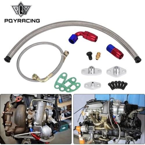 PQY - Turbocharger Oil Feed Drain Return Line Kit 4AN 10AN For Toyota Supra 1JZ/2JZ 1JZGTE 2JZGTE PQY-TOL22