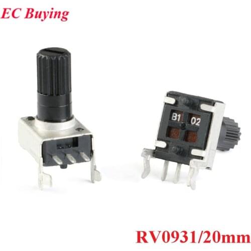 10pcs RV0931 Potentiometer Side-Adjustable Handle 20mm Shaft 1K/B102 5K/B502 10K/B103 50K/B503 100K/B504 WH09 0931